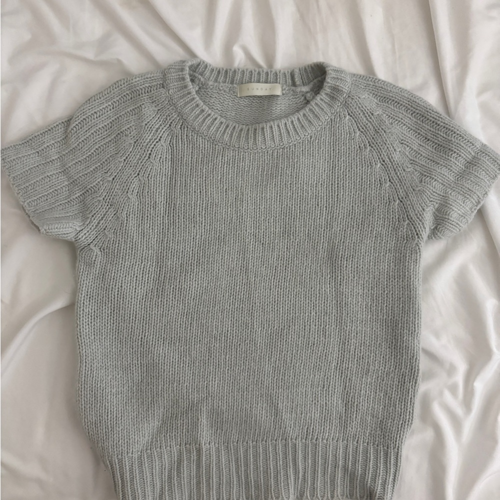 Light mint green short sleeve sweater